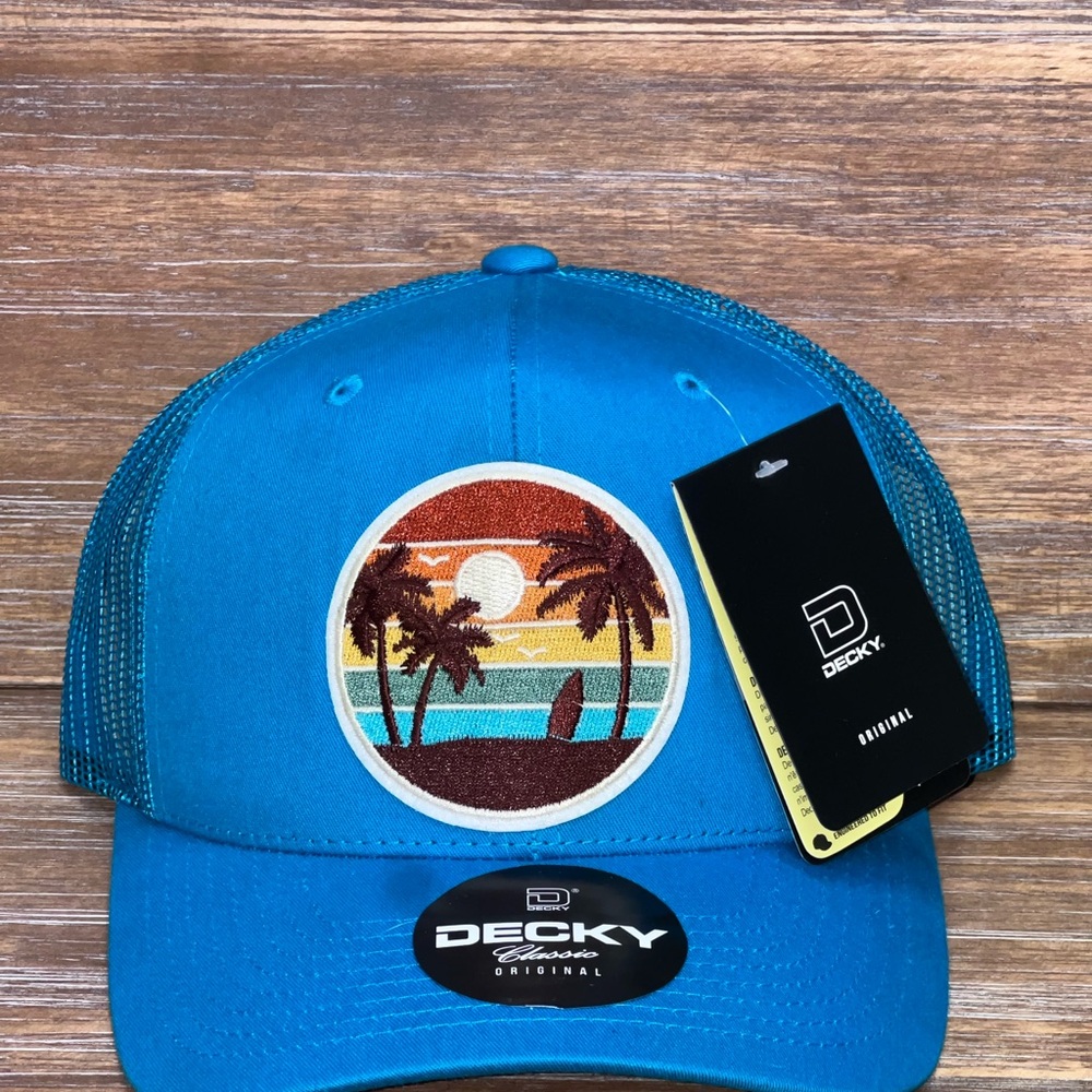 Decky Teal Trucker Hat with Tropical Patch - Limited edition..